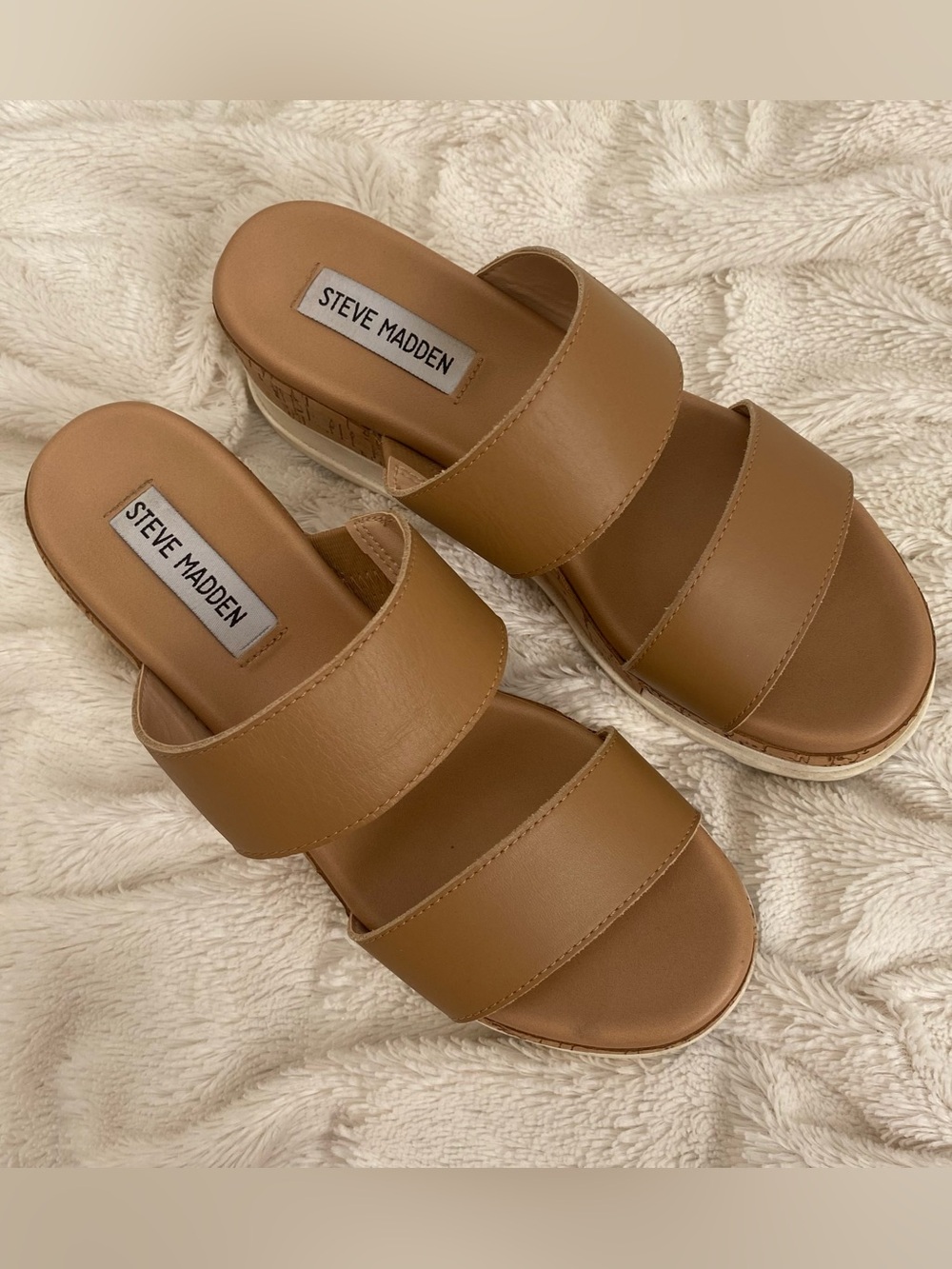 Steve Madden Defuse leather espadrille platform sandals tan Sz 7 - Picture 2 of 7